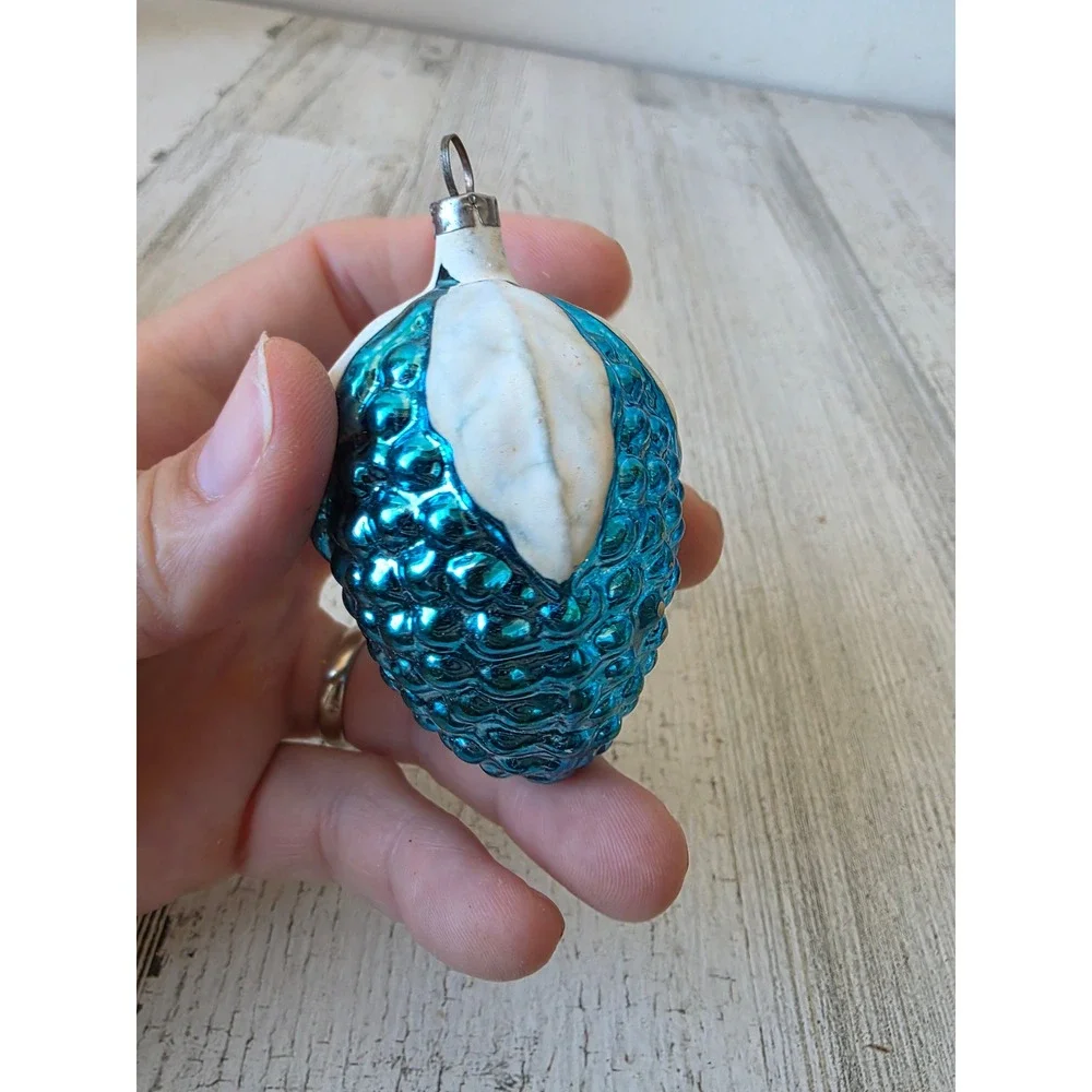 Vintage blue raspberry grape mercury glass ornament Xmas tree